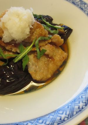 煮なすとカリカリ豚肉大根おろし添え-レシピのメイン写真