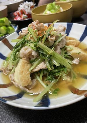 メインにも✩.*˚水菜と豚肉のさっと煮-レシピのメイン写真