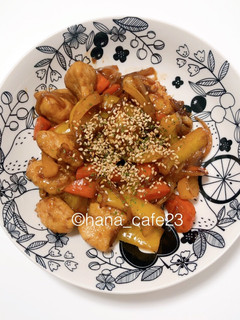 【1人分】鶏むね肉とパプリカの甘酢炒め-レシピのメイン写真
