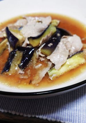 レンジで簡単、豚肉となすの生姜ポン酢-レシピのメイン写真