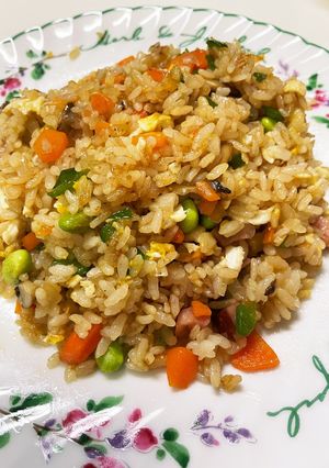 枝豆チャーハン　オクラ納豆付-レシピのメイン写真