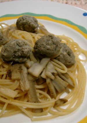 手作りつみれとごぼうのの和風パスタ-レシピのメイン写真