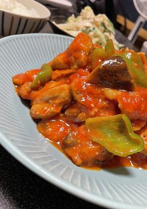 ＊鶏もも肉と茄子のトマト煮込み-レシピのメイン写真