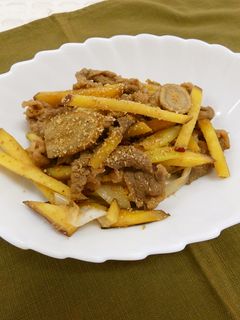 さつまいもとごぼうのごまみそ炒め-レシピのメイン写真