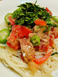 夏を感じるトマトとオクラとツナの冷し素麺-レシピのメイン写真