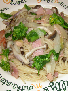 ベーコンとしめじと菜の花のパスタ-レシピのメイン写真