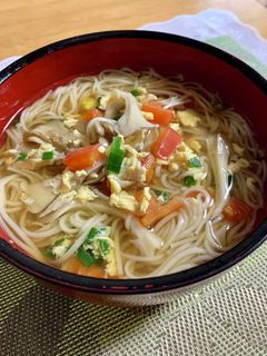舞茸とあったか素麺の卵とじ♪-レシピのメイン写真