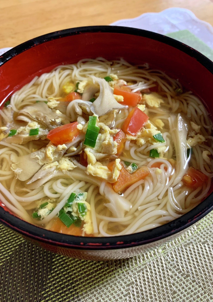 舞茸とあったか素麺の卵とじ♪-レシピのメイン写真