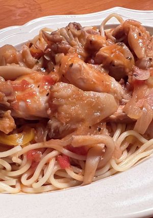 家族絶賛♡ハーブ&トマトチキンDEパスタ-レシピのメイン写真