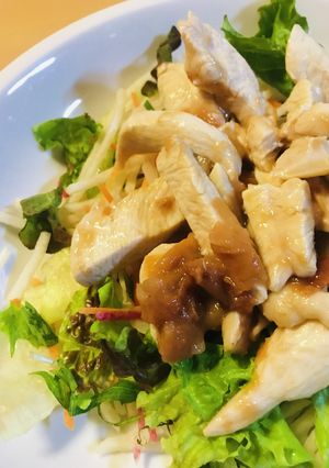 夏のサッパリ鶏肉サラダ○鶏胸肉の梅肉蒸し-レシピのメイン写真