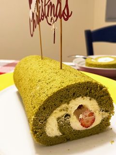 アメリカ🇺🇸クリスマス抹茶ロールケーキ-レシピのメイン写真