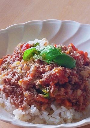 レンジ★ボロネーゼご飯★ブルグル★ランチ-レシピのメイン写真