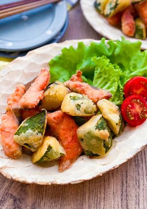 ズッキーニと鮭のめんつゆ唐揚げ♫-レシピのメイン写真