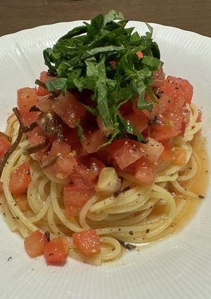 夏に　トマトの【和風冷製パスタ】-レシピのメイン写真