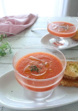 【加熱なし】トマトの冷たいスープ-レシピのメイン写真