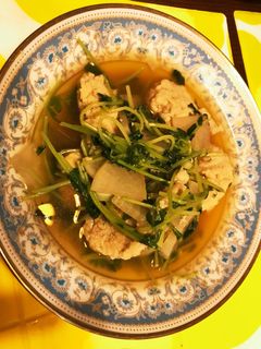 豆苗だいこん鶏団子の柚子胡椒煮-レシピのメイン写真