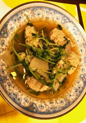 豆苗だいこん鶏団子の柚子胡椒煮-レシピのメイン写真
