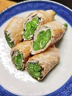 お弁当に!簡単;豚肉の大葉、いんげん巻き-レシピのメイン写真