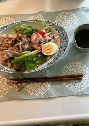 簡単、冷やし肉、野菜ぐだくさんうどん-レシピのメイン写真