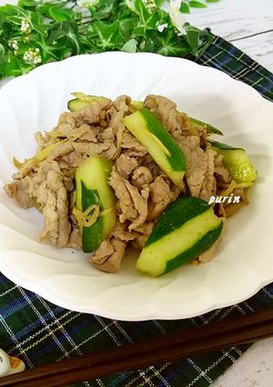 きゅうりと豚肉の生姜ポン酢炒め-レシピのメイン写真
