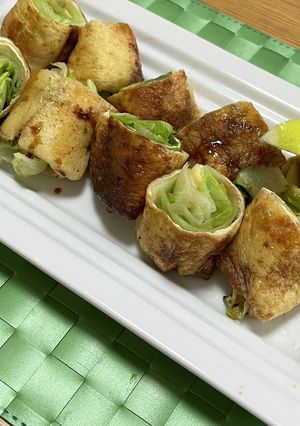 油揚げのレタス巻　ハニー照り焼き-レシピのメイン写真