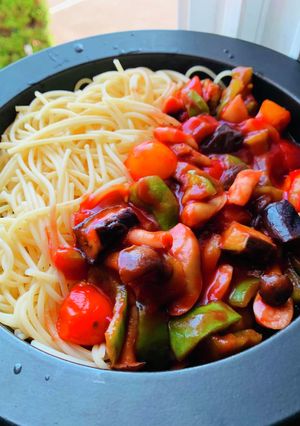 レンチン！野菜とソーセージのナポリタン♡-レシピのメイン写真