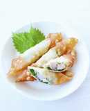 手軽手軽な【エビ大葉のシュウマイ皮揚げ】
