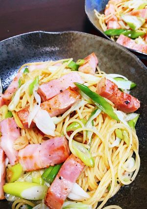 ネギとベーコンの醤油パスタ-レシピのメイン写真