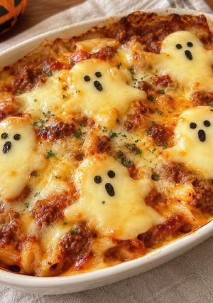 子供も喜ぶ⤴️おばけチーズのミートグラタン👻🍅-レシピのメイン写真
