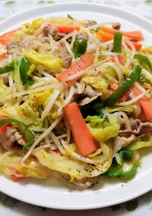 簡単夕飯！野菜たっぷりキャベツ豚バラ野菜炒め主菜-レシピのメイン写真