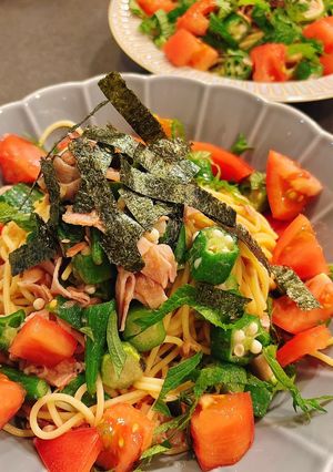 めんつゆで簡単!オクラが美味い冷製パスタ-レシピのメイン写真