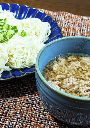 満足度120％！肉汁たっぷりつけ麺風素麺-レシピのメイン写真