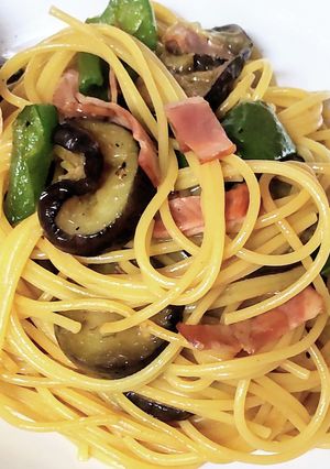 なすとピーマンのにんにく醤油パスタ-レシピのメイン写真