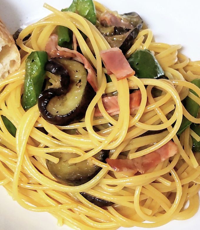 なすとピーマンのにんにく醤油パスタ-レシピのメイン写真