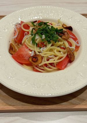 大葉としらすとトマトのペペロンチーノ-レシピのメイン写真
