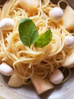 夏にピッタリ!さっぱり♪桃の冷製パスタ-レシピのメイン写真