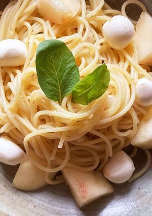 夏にピッタリ!さっぱり♪桃の冷製パスタ-レシピのメイン写真