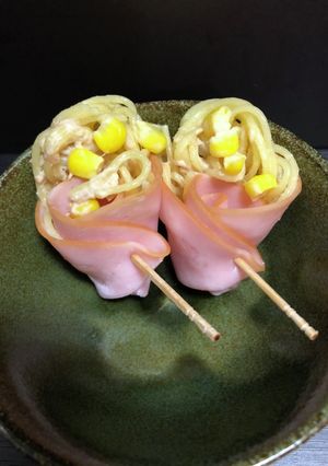 スライスハムでサラスパのブーケ巻き-レシピのメイン写真