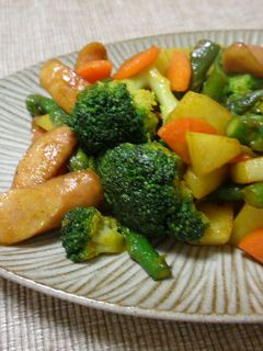 副菜~簡単!野菜とウィンナーのカレー炒め-レシピのメイン写真