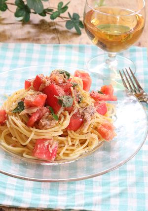 トマトと大葉の冷製ツナパスタ-レシピのメイン写真