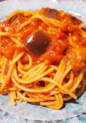 ナスとツナのトマトパスタ-レシピのメイン写真