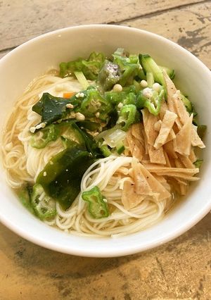 大豆ミートとオクラ入りぶっかけにゅうめん-レシピのメイン写真