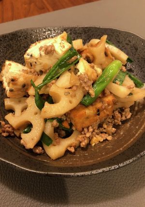 れんこん厚揚げひき肉の炒め物-レシピのメイン写真