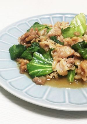 豚こまとレタスの外葉でピリ辛炒め-レシピのメイン写真