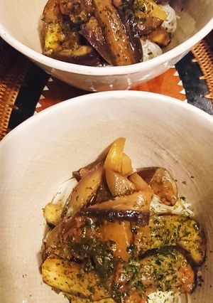 ナス梅風味素麺-レシピのメイン写真