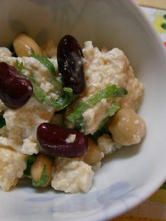 お豆のくずし豆腐胡麻ダレ和え-レシピのメイン写真