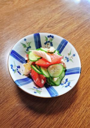 アジの干物とトマトきゅうりの和え物-レシピのメイン写真