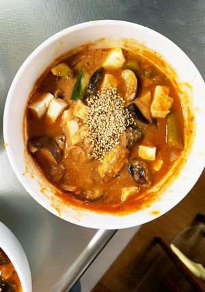 茄子椎茸簡単きな粉梅トマト味八宝菜風-レシピのメイン写真
