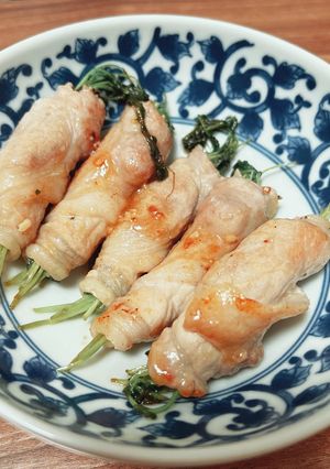 豆苗の豚肉巻き(ガーリックバター味)-レシピのメイン写真