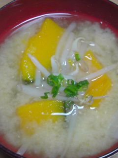 かぼちゃとモヤシの味噌汁-レシピのメイン写真